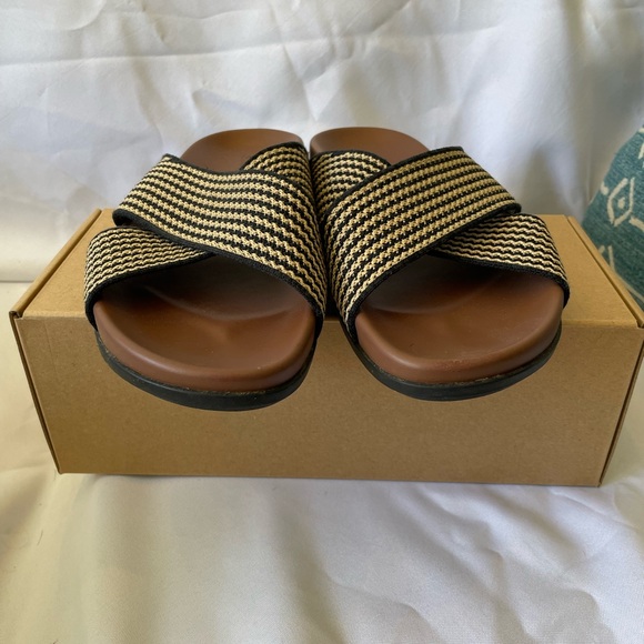 Rothy’s Weekend Slides in Toffee Stripe Size 10 - Picture 3 of 9